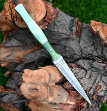 CUSTOM HAND MADE DAMASCUS BOOT KNIFE FORGED DAMASCUS STEEL HUNTING KNIFE 1383 picture