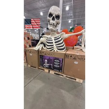 7’5” FT Giant Ground Breaking Skeleton Halloween Prop LED LCD Eyes and Sound picture