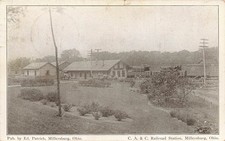 LP17 Ohio Postcard: Millersburg OH C.A. & C. R.R. Station Depot 1913 picture