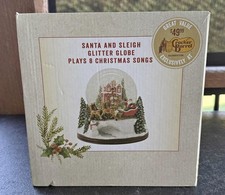 Cracker Barrel Santa & Sleigh Glitter Globe — Plays 8 Christmas Songs - NEW picture