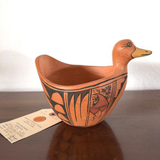 Vintage Bertha Kinale Hopi Pueblo Native American Pottery Duck Bowl Effigy 7x5