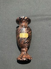 Vintage V NASON MAURANO ITALY Black & Gold Flecks Glass Vase 5 3/4” picture