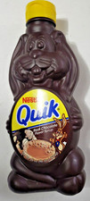 Vtg Empty Nestle Quik Chocolate Syrup Plastic Rabbit Shaped Bottle Brown 22 oz picture