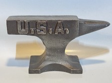 U.S.A. Double-Sided Cast Iron Miniature Embossed Anvil - See Photos picture