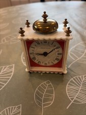 Vintage Phinney Walker Bell Top Wind Up Alarm Clock West Germany White Gold MCM picture
