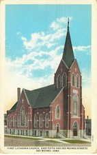 First Lutheran Church Des Moines IA Postcard C.T. Photochrom Iowa picture