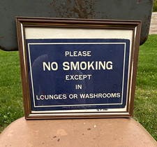 The Pullman Press Vintage No Smoking Sign Blue & White Lounges/Washrooms picture