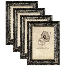 5x7 Picture Frame with Real Glass, 4 set Ornate 5x7in ps-Black silver-4pcs picture