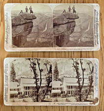 Lot of 2 Yosemite Valley California USA Underwood Stereoviews ~ 1894 & 1902 picture