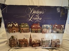 Dickens of London 1991 Christmas Village Set Santa's Best 10 Porcelain Houses picture