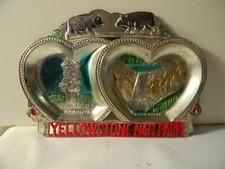 1960'S YELLOWSTONE NATIONAL PARK MRTAL ASHTRAY JAPAN MINT WITH TAG picture