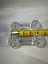 Imperial Glass Cut Crystal Hobstar Dumbbell Knife Rests Set of Two 4” Excellent picture