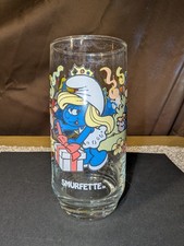 Vintage 1983 Peyo Smurfs Smurfette 12oz Tumbler Glass Wallace Berrie & Co. picture
