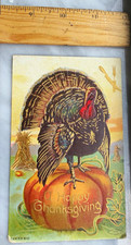 1908 Antique Embossed Thanksgiving Turkey Multicolor Paper Postcard Original picture