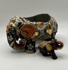 Vintage (2) Satsuma Moriage Elephants Figurines Japanese picture