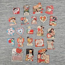 1930's-50's USA Valentines Super Fun Lot (22) Mechanical Die Cut and More picture