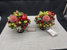 Mackenzie Childs Holiday Courtly Nosegay Bouquet Set Of 2 Retired New picture
