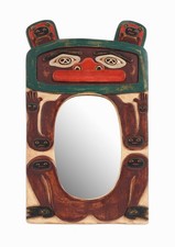 Vintage Tlingit Wooden Mirror Wall Hanging Alaska Canada Indigenous Totem Art picture