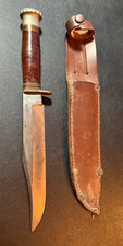 Vintage Robertson Bros Ltd Sheffield England Hunting Bowie Knife Original Sheath picture