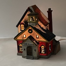 Vintage Lemax “Olde School” Lighted Christmas Village House With Bell & Light picture
