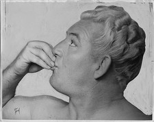 Gorgeous George 1949 Profile Fingers Clasped at Mouth Wrestling Photo picture