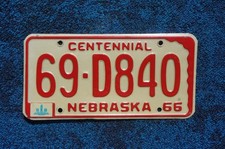 1966 1967 1968 DAWES County NEBRASKA License Plate picture