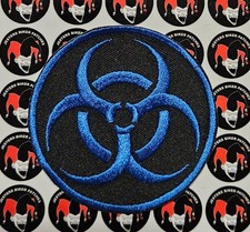 Biohazard Symbol Blue and Black Embroidered Patch picture