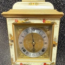 Vintage F.W. Elliott Ltd. London Chinoiserie Cream Lacquer Mantel Bracket Clock picture