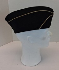 VTG Art Caps New York Black Garrison Overseas Cap Hat Size 7 3/8 USA 1950s-1980s picture