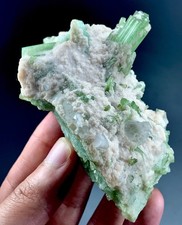 225 CTs Natural Green Tourmaline Crystals specimen from Afghanistan picture