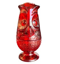 Vintage Viking Glass Beautiful Ruby Red Owl Fairy Lamp 🦉 picture