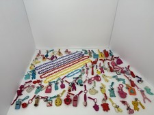 1980's Vintage Plastic Clip-On Bell Charm Necklace 67 Charms 100” Long RARE LOT picture