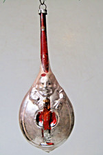 Antique Vintage Glass FAT Embossed Mandoline MAN Christmas Ornament Germany picture