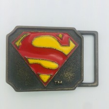 Vintage Superman DC Comics Brass and Enamel Belt Buckle by Lee 1944 Made in USA  picture