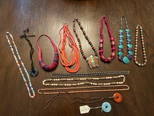 Vintage Bohemian Statement Necklace Lot beaded-wood Beautiful 16 picture