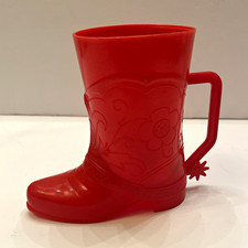 Vintage Red Plastic Cowboy Boot Figural Mug picture