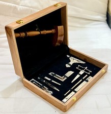 Masonic Working Tools Set Real Gold Plated Standard Full Size Natural Wooden Box picture