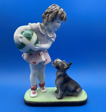 GOLDSCHEIDER EVERLAST 1940s FIGURINE OF A SCOTTISH TERRIER DOG & GIRL WITH BALL picture