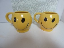 2 Vintage Yellow Smiley Face Coffee Mug Mccoy picture