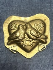 ANTIQUE VINTAGE DOUBLE SIDED LOVE BIRDS ON HEART CHOCOLATE MOLD TIN picture