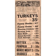 1935 Minneapolis Journal Newspaper Ad A&P Food Stores Thanksgiving Sale FL5-3 picture