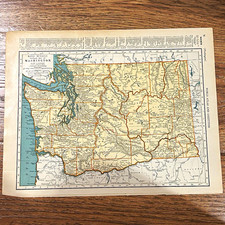 Antique 1937 map of State of Washington 14”x11” picture