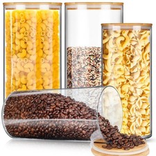 Vesici 4 Pcs Large Acrylic Storage Canister 180 oz and 93 oz Jars with Bamboo... picture