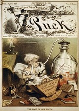Puck Cover New York NY 1881 Infant in Crib Anti-Indian Dime Novel Cartoon picture