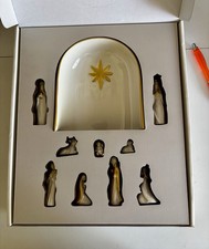 Threshold Ceramic Painted Gold And White Nativity Set 10 Piece Christmas Decor picture