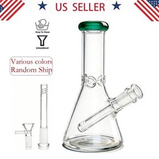 8in Glass Bong and Water Pipes Tobacco Smoking Beaker Bongs Hookah W/14mm bowl picture