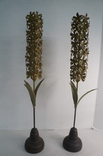Pair of Vintage Metal Flower Sculptures Hyacinth Global View picture