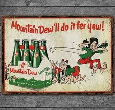 Mountain Dew 8 x 12 Vintage Novelty Metal Sign Made In USA New picture