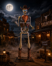 10 FT Cowboy Skeleton Costume Halloween Yard Decor Accessory  picture