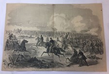 1861 magazine engraving~14x21~COLONEL HUNTER'S ATTACK, BULL RUN Civil War picture